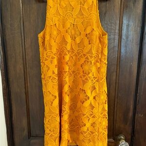 Anthropologie Yellow Lace Sleeveless Top
